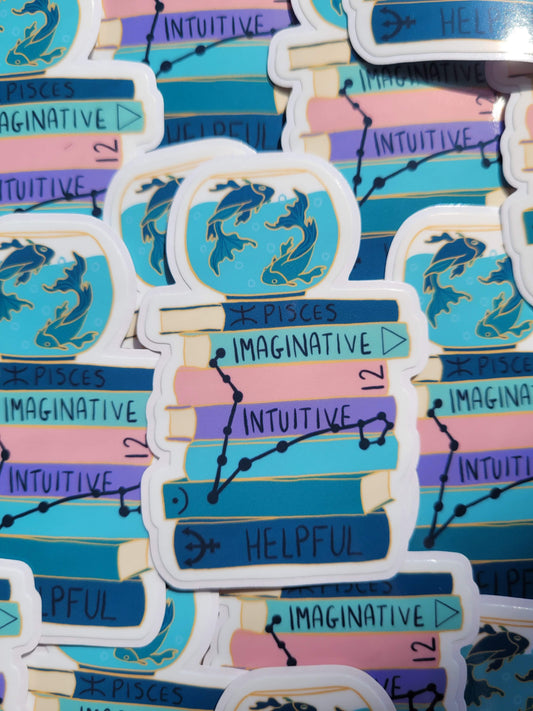 Pisces Bookstack Sticker