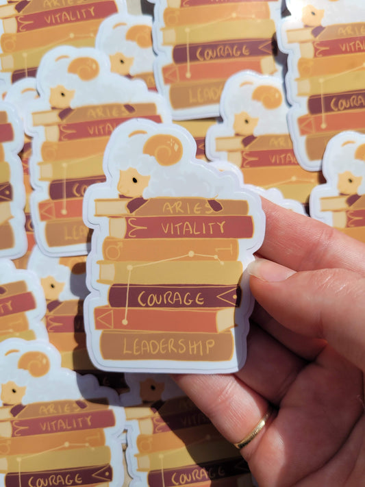 Aries bookstack Sticker
