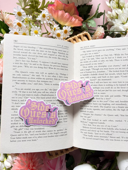 Side Quests Unlocked Glossy Vinyl Sticker | Whimsical Fantasy Sticker | Cozy Adventure Aesthetic Decal | Handmade Vinyl Sticker