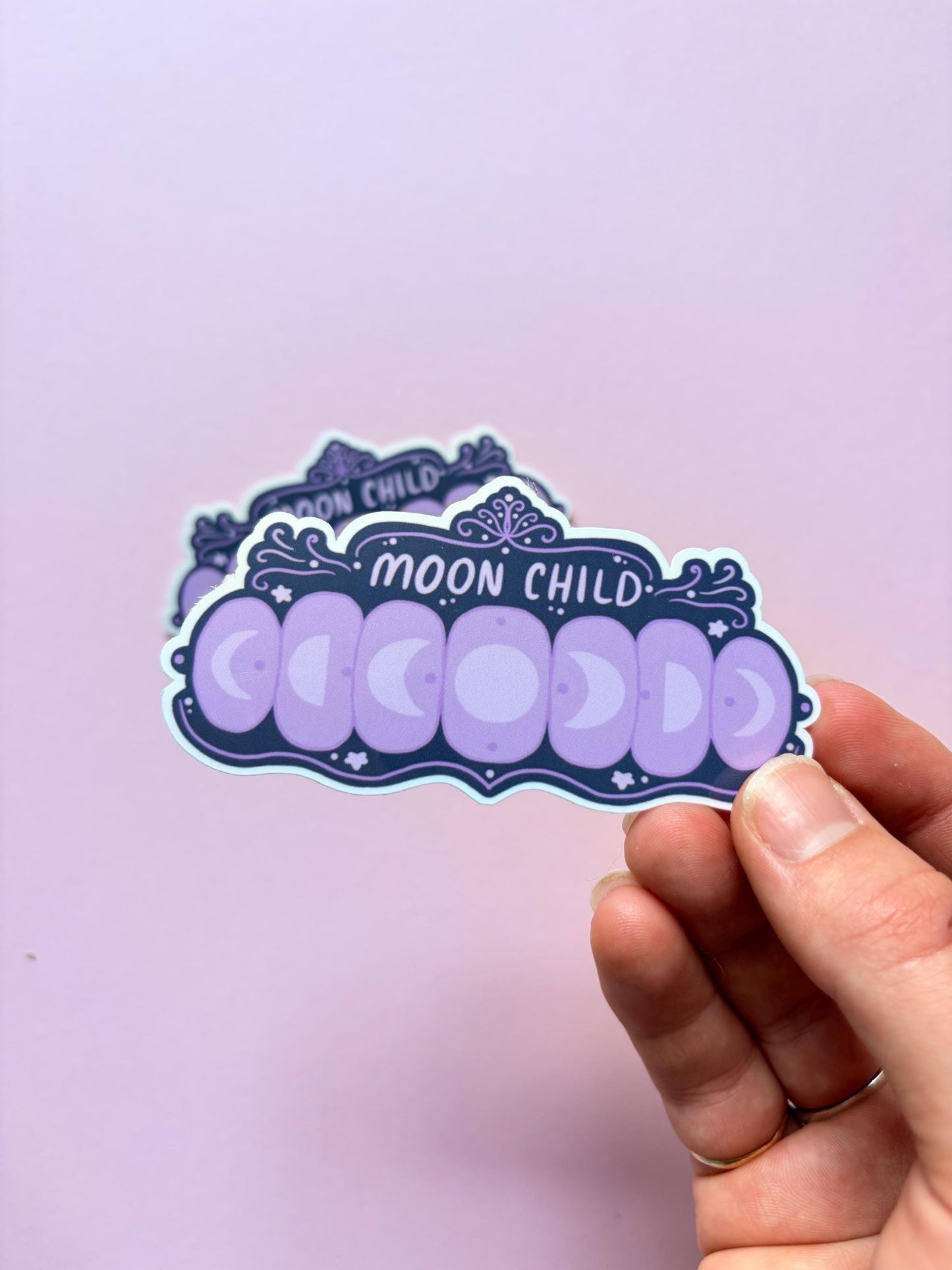 Moon phases vinyl sticker, celestial glossy laptop sticker, witchy aesthetic journal accessory