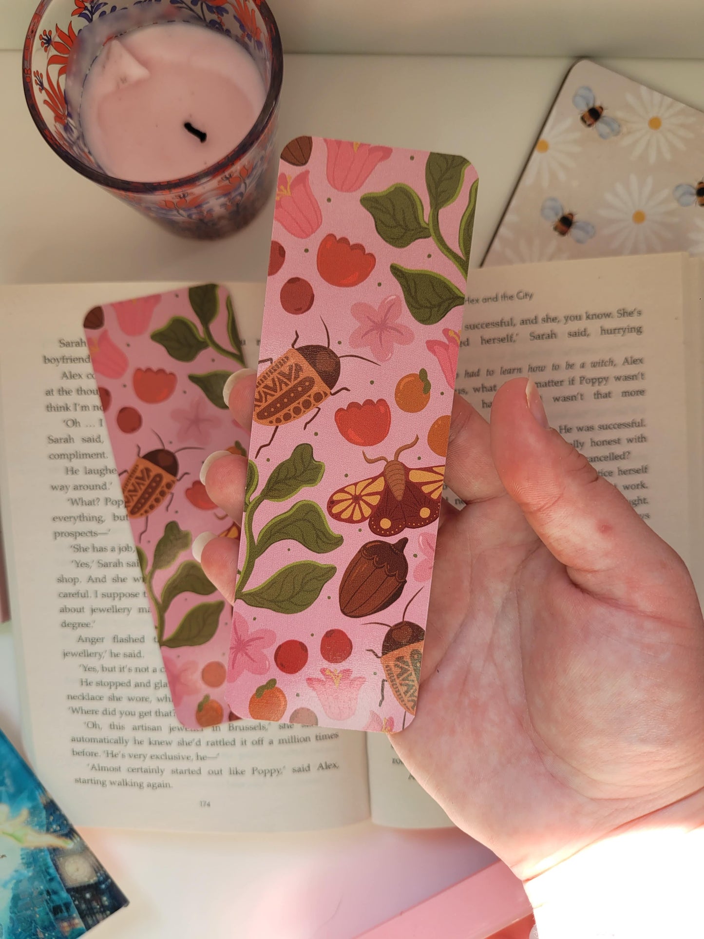 Pink insect bookmark