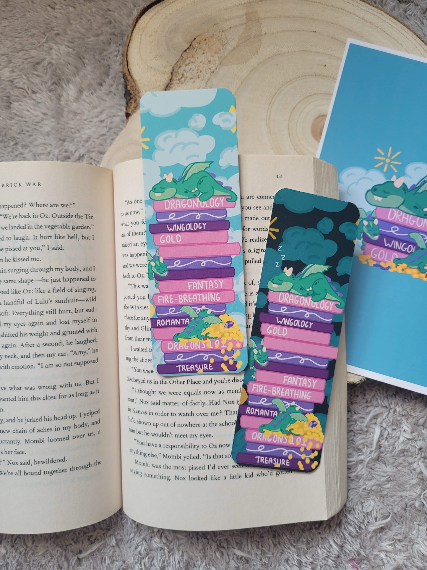 Cozy Dragon Bookmark Double Sided | Fantasy Book Lover Gift | Cute Dragon Bookish Accessory | Midnight Reader Aesthetic