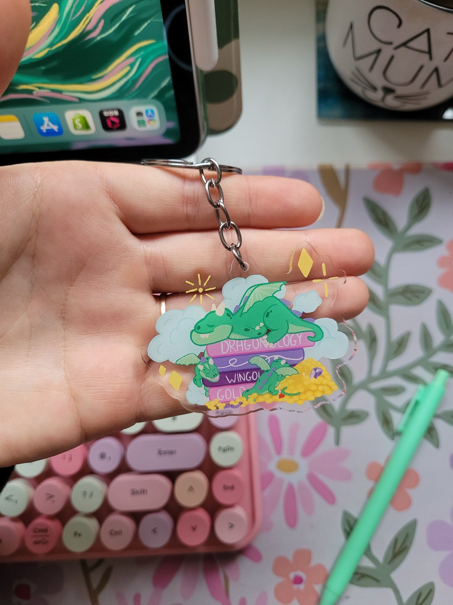 Dragon bookstack keychain