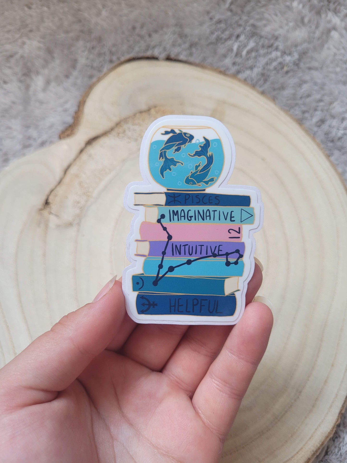 Pisces Bookstack Sticker