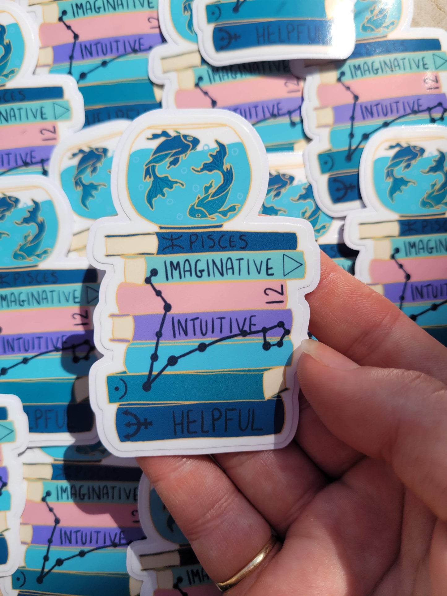 Pisces Bookstack Sticker