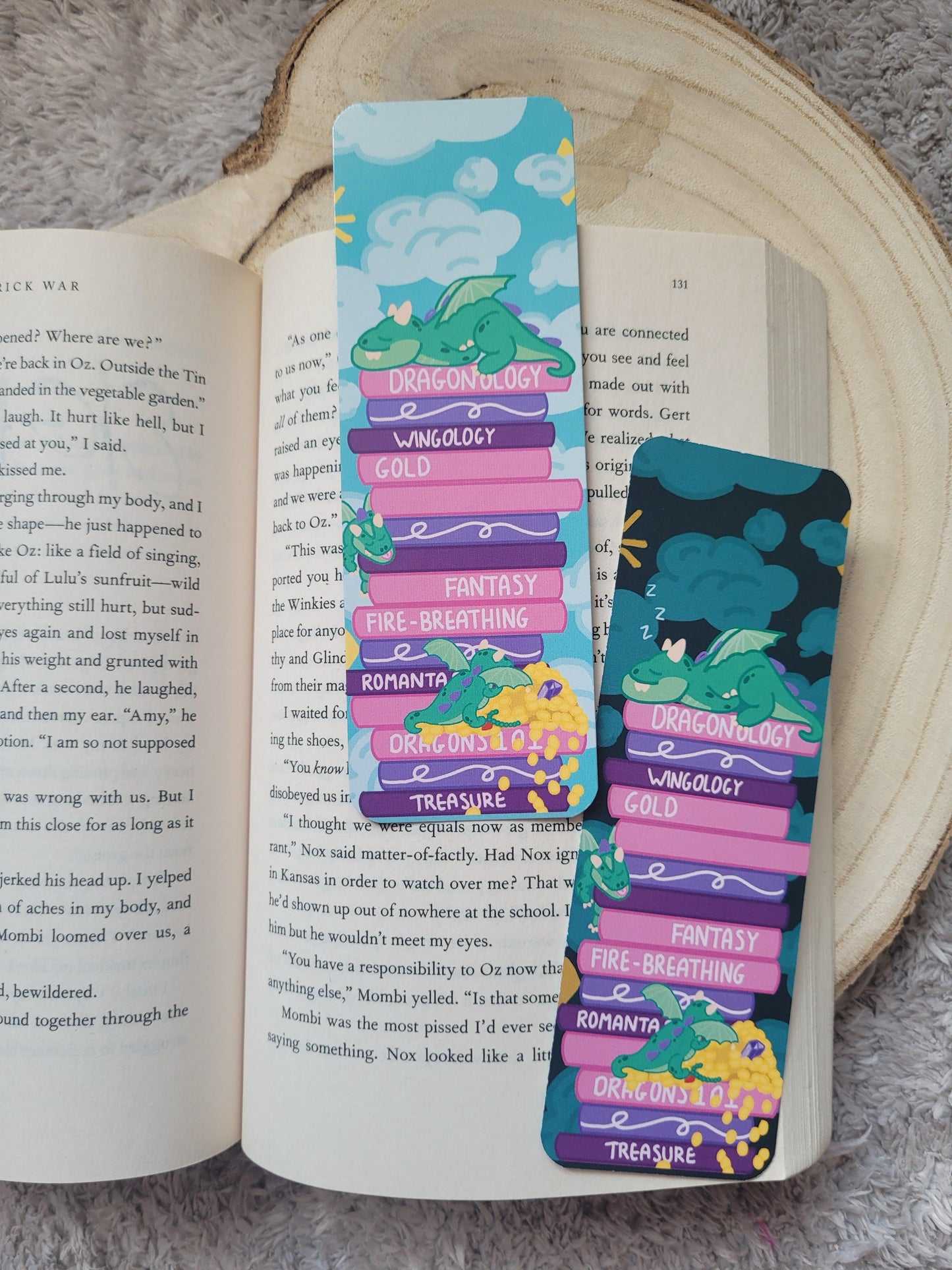 Cozy Dragon Bookmark Double Sided | Fantasy Book Lover Gift | Cute Dragon Bookish Accessory | Midnight Reader Aesthetic