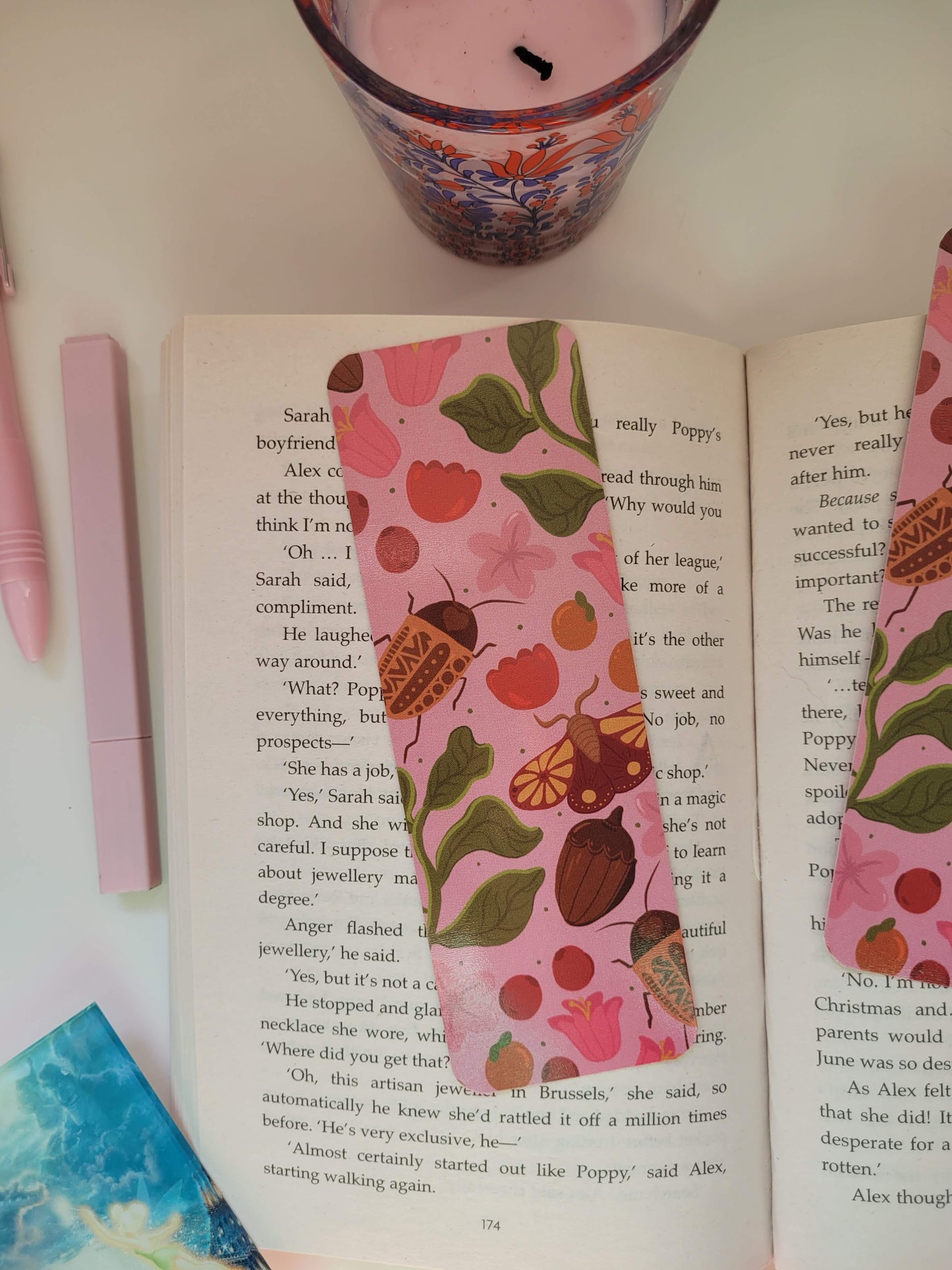 Pink insect bookmark
