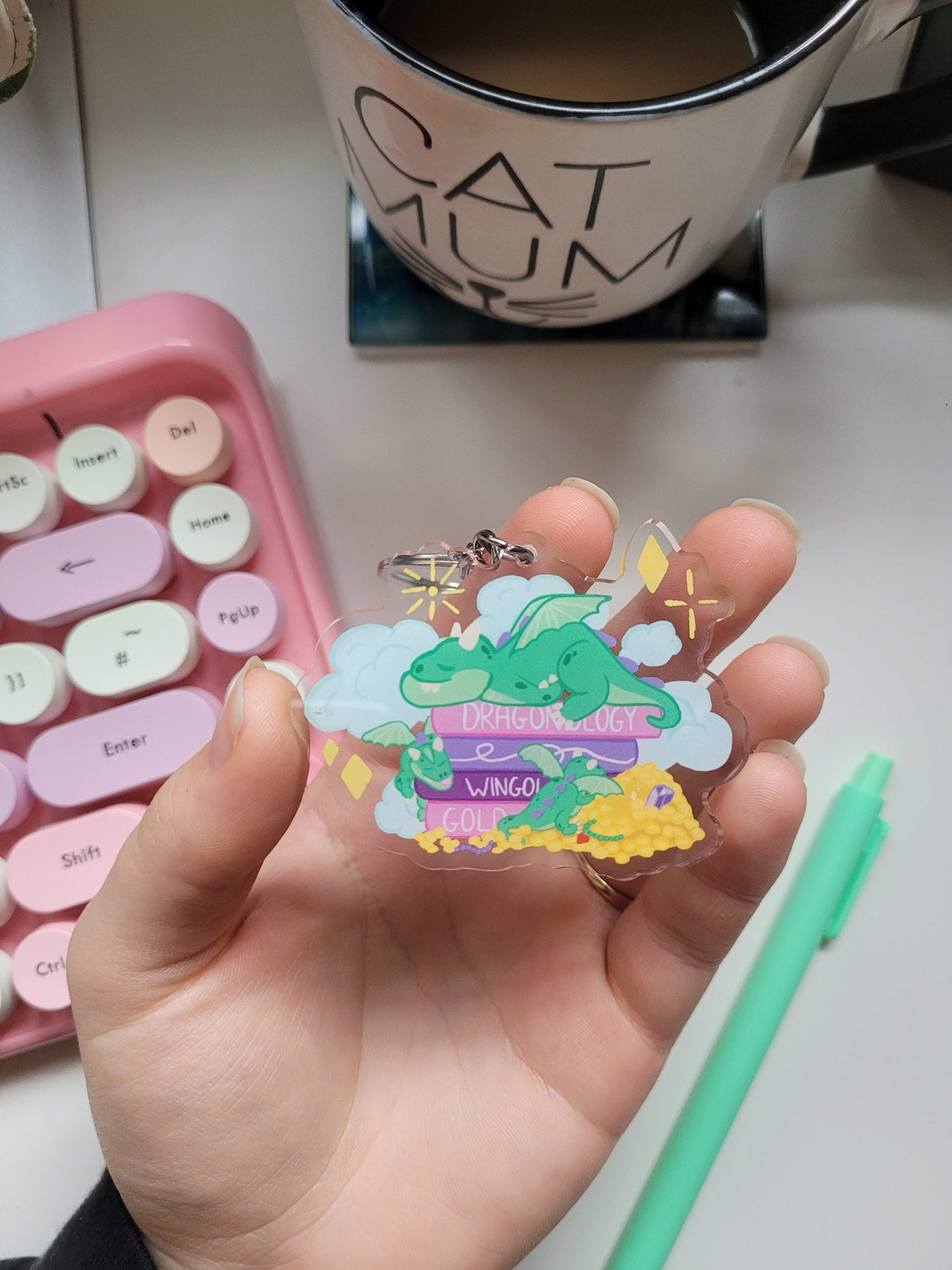 Dragon bookstack keychain