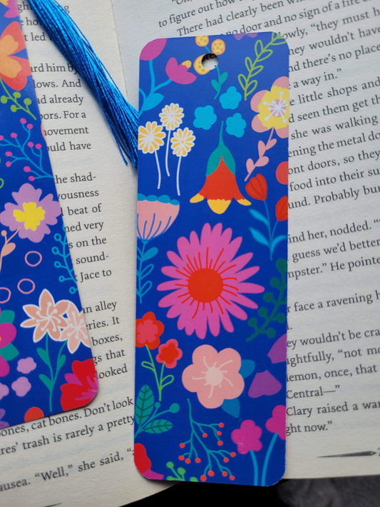 Blue floral bookmark