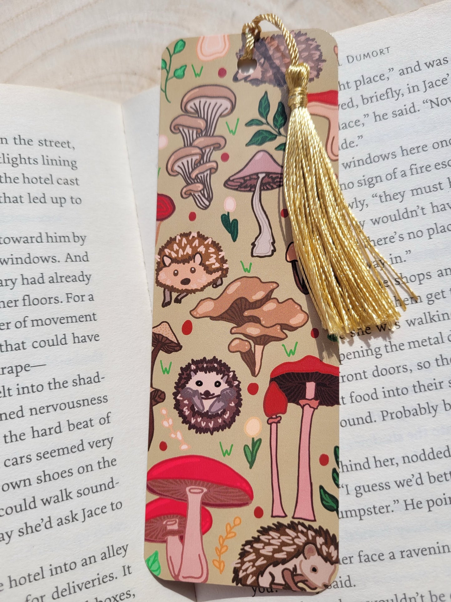 Mushrooms and Hedgehog bookmark