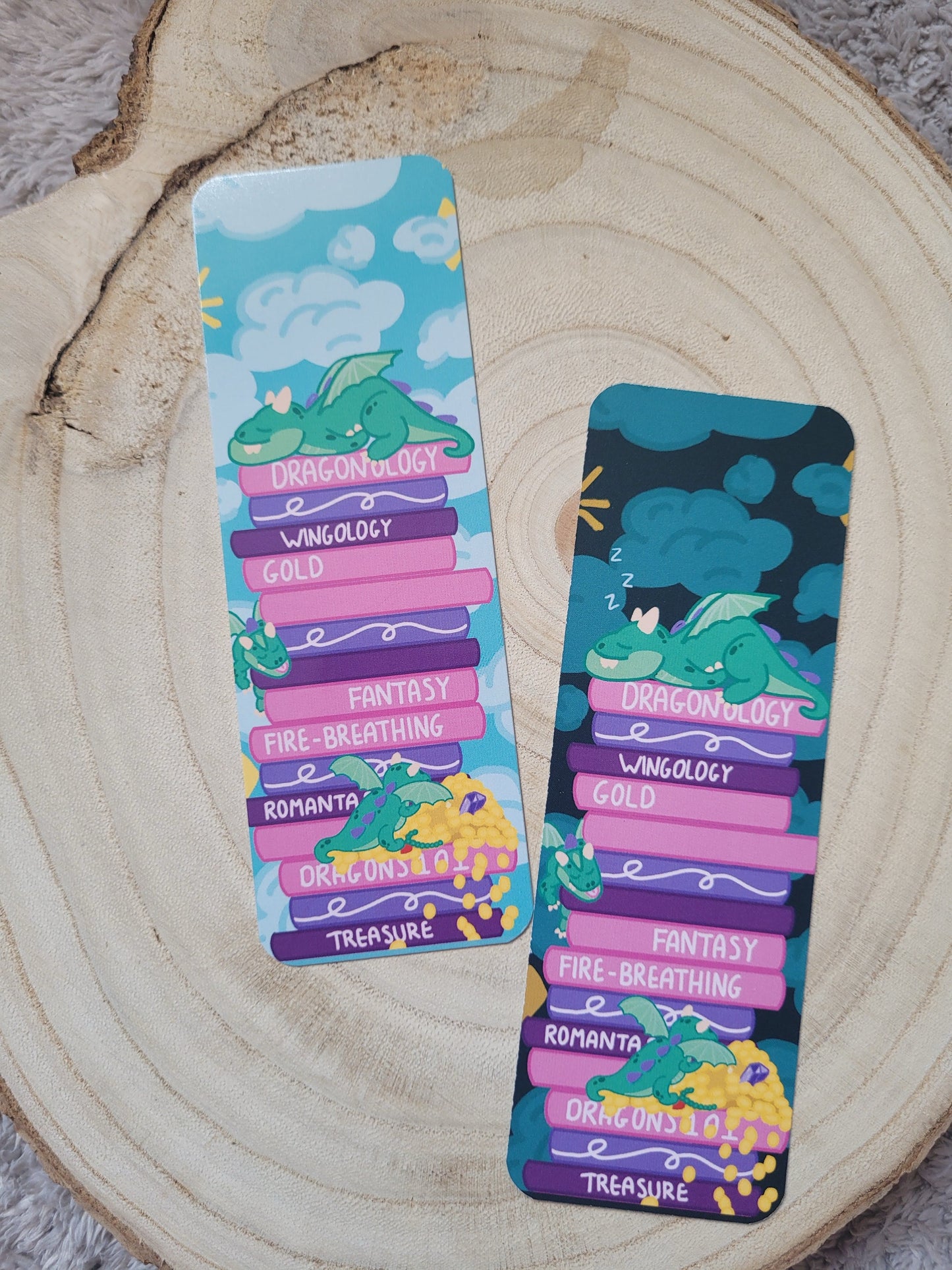 Cozy Dragon Bookmark Double Sided | Fantasy Book Lover Gift | Cute Dragon Bookish Accessory | Midnight Reader Aesthetic