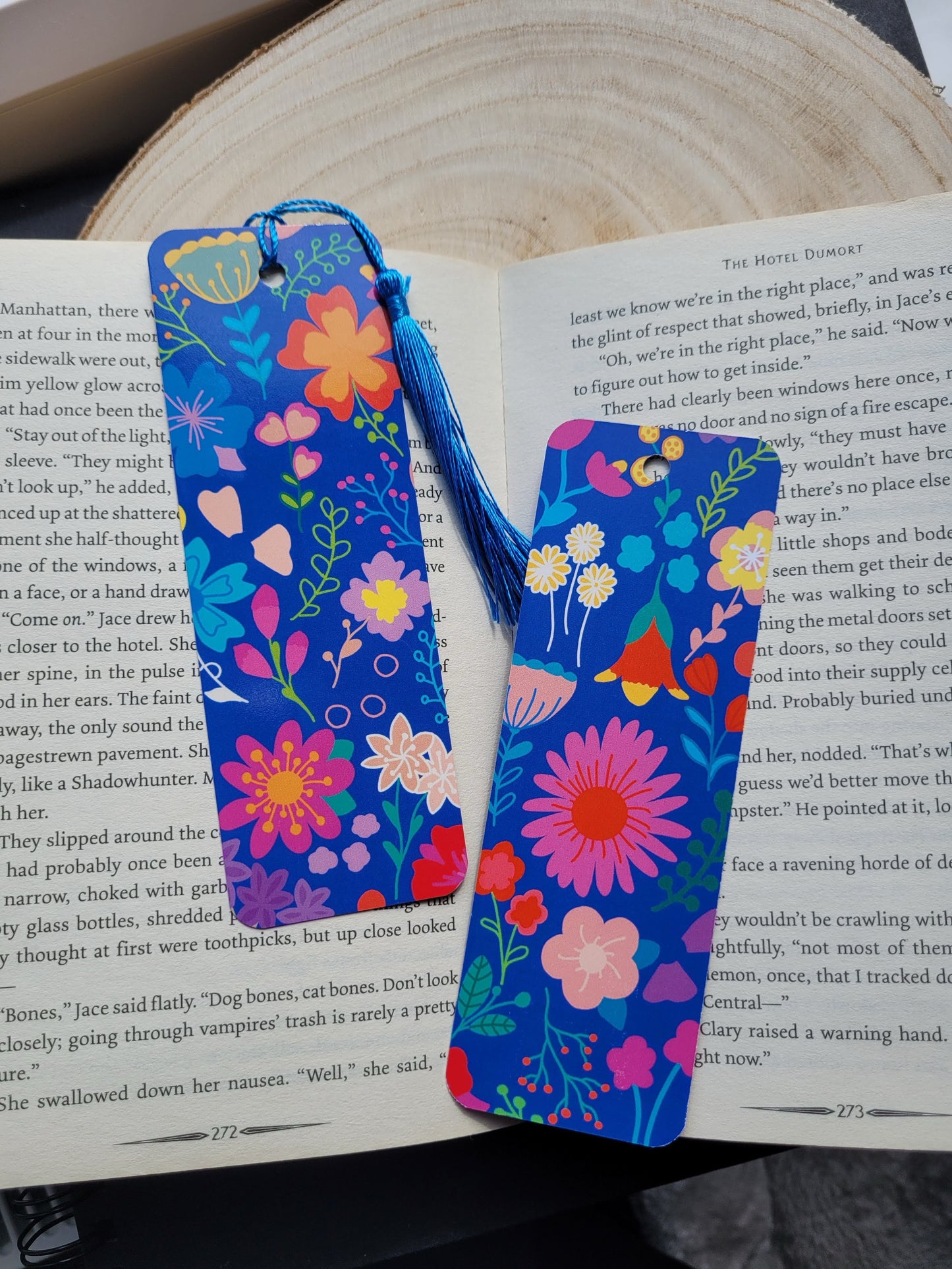 Blue floral bookmark