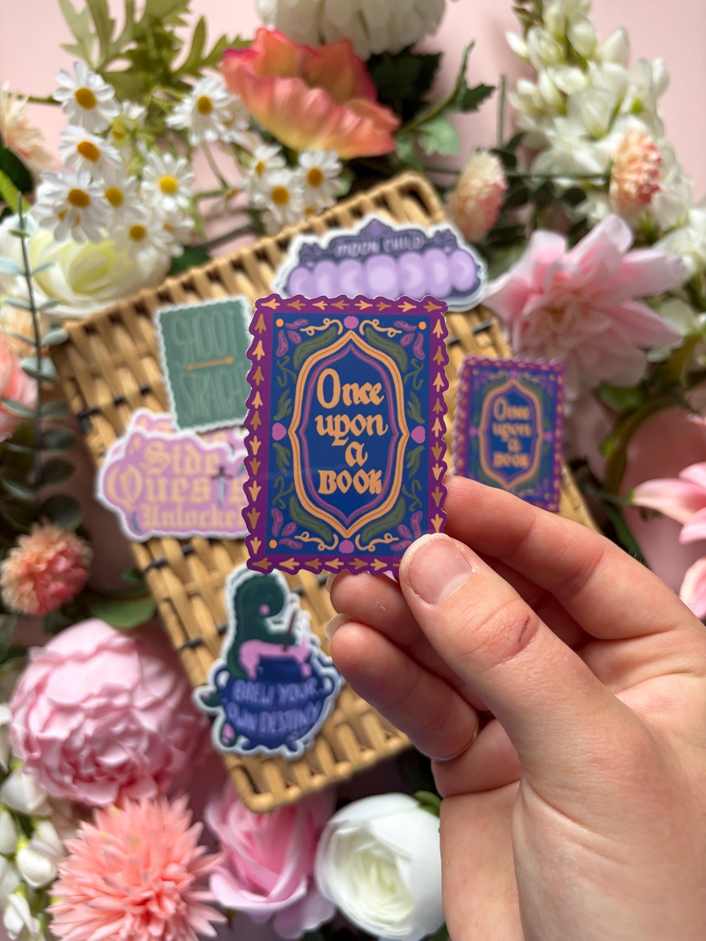 Once Upon a Book Glossy Vinyl Sticker | fantasy lover Sticker | Whimsical Reading Aesthetic Decal | Handmade Vinyl Sticker