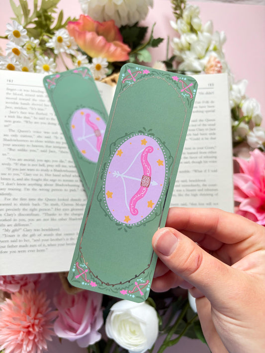 Fantasy Archer Bookmark with Silver Foil | Bow and Arrow Bookmark | Romantasy Book Accessory | Faerie Inspired Bookmark |