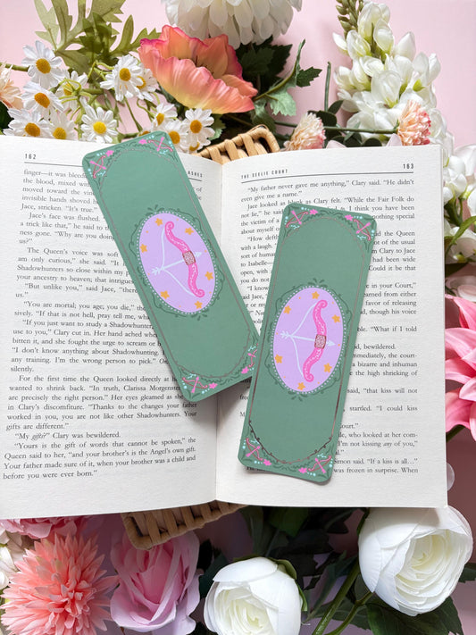 Fantasy Archer Bookmark with Silver Foil | Bow and Arrow Bookmark | Romantasy Book Accessory | Faerie Inspired Bookmark |