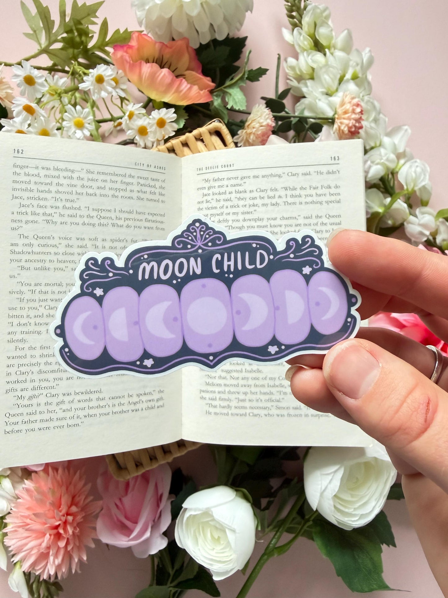 Moon phases vinyl sticker, celestial glossy laptop sticker, witchy aesthetic journal accessory