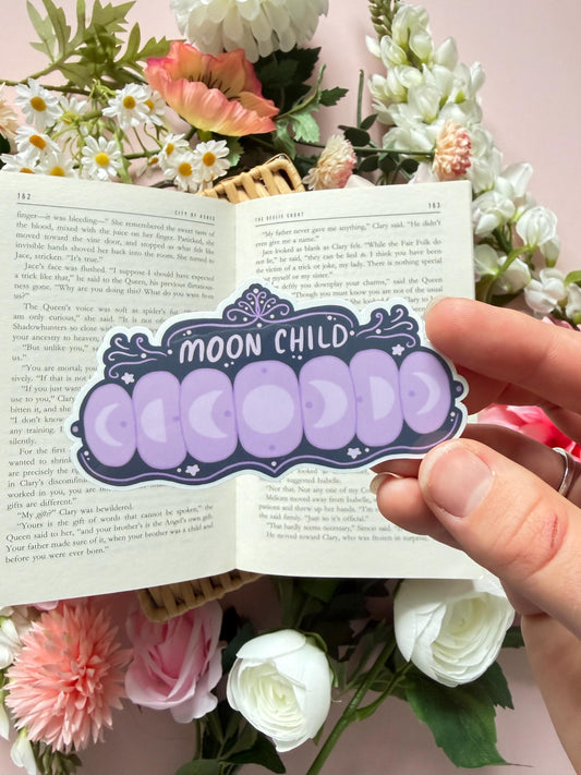 Moon phases vinyl sticker, celestial glossy laptop sticker, witchy aesthetic journal accessory