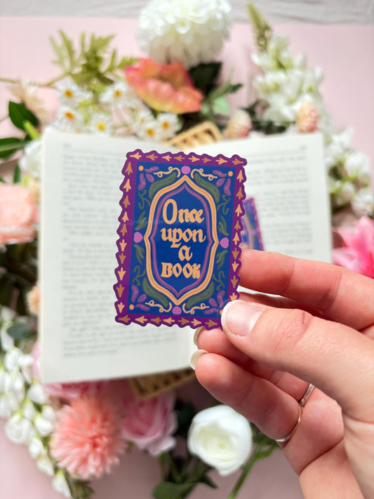 Once Upon a Book Glossy Vinyl Sticker | fantasy lover Sticker | Whimsical Reading Aesthetic Decal | Handmade Vinyl Sticker