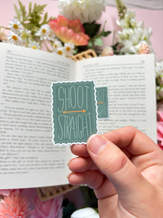 Shoot Straight Glossy Vinyl Sticker | Bookish Arrow Sticker | Kindle & Reading Journal Decal | Handmade Minimal Fantasy Sticker
