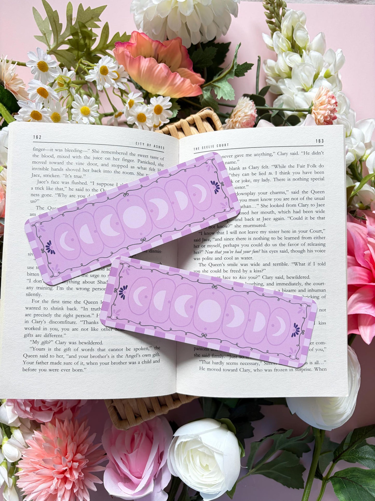 Moon phases whimsical bookmark, celestial lover gift, romantasy bookish accessory, witchy themed bookmark