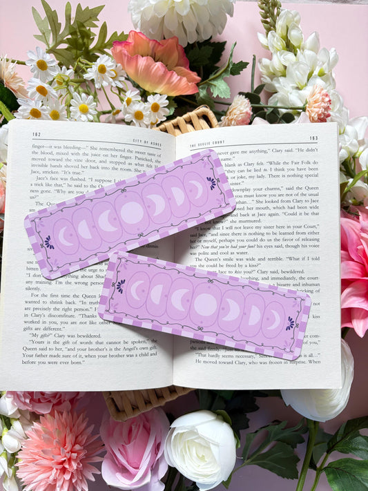 Moon phases whimsical bookmark, celestial lover gift, romantasy bookish accessory, witchy themed bookmark