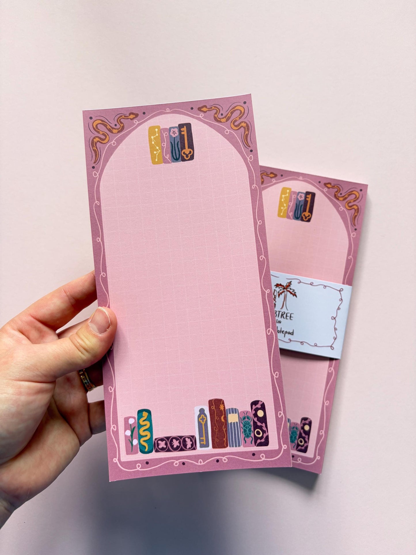 Witchy Bookshelf Notepad | Cute Fantasy Memo Pad | Bookish Desk Stationery | Tear Off Writing Pad
