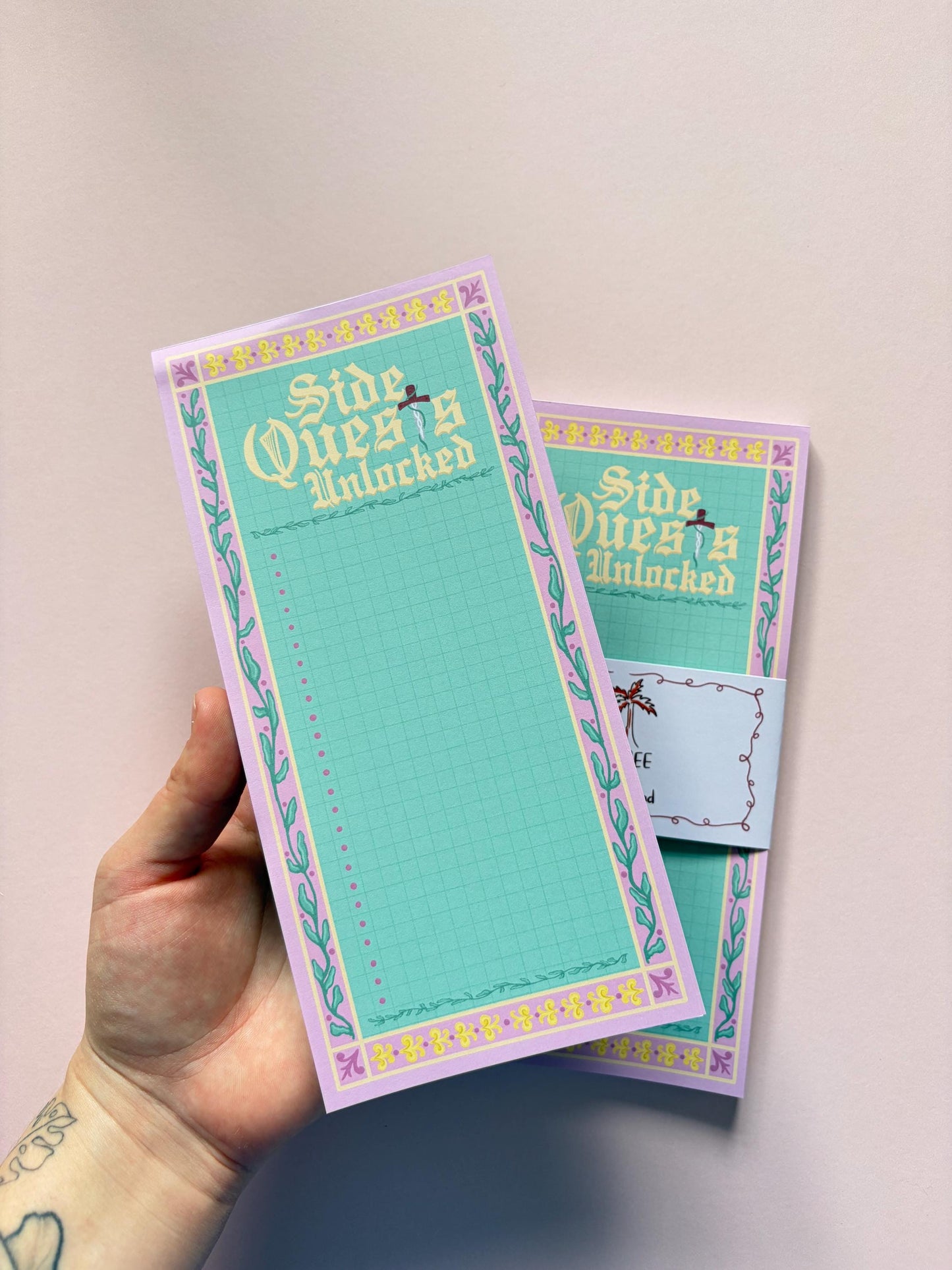 Side Quest Unlocked Notepad | Renaissance Faire Fantasy Memo Pad | Medieval Tavern Quest List | 50 Page Tear-Off Pad