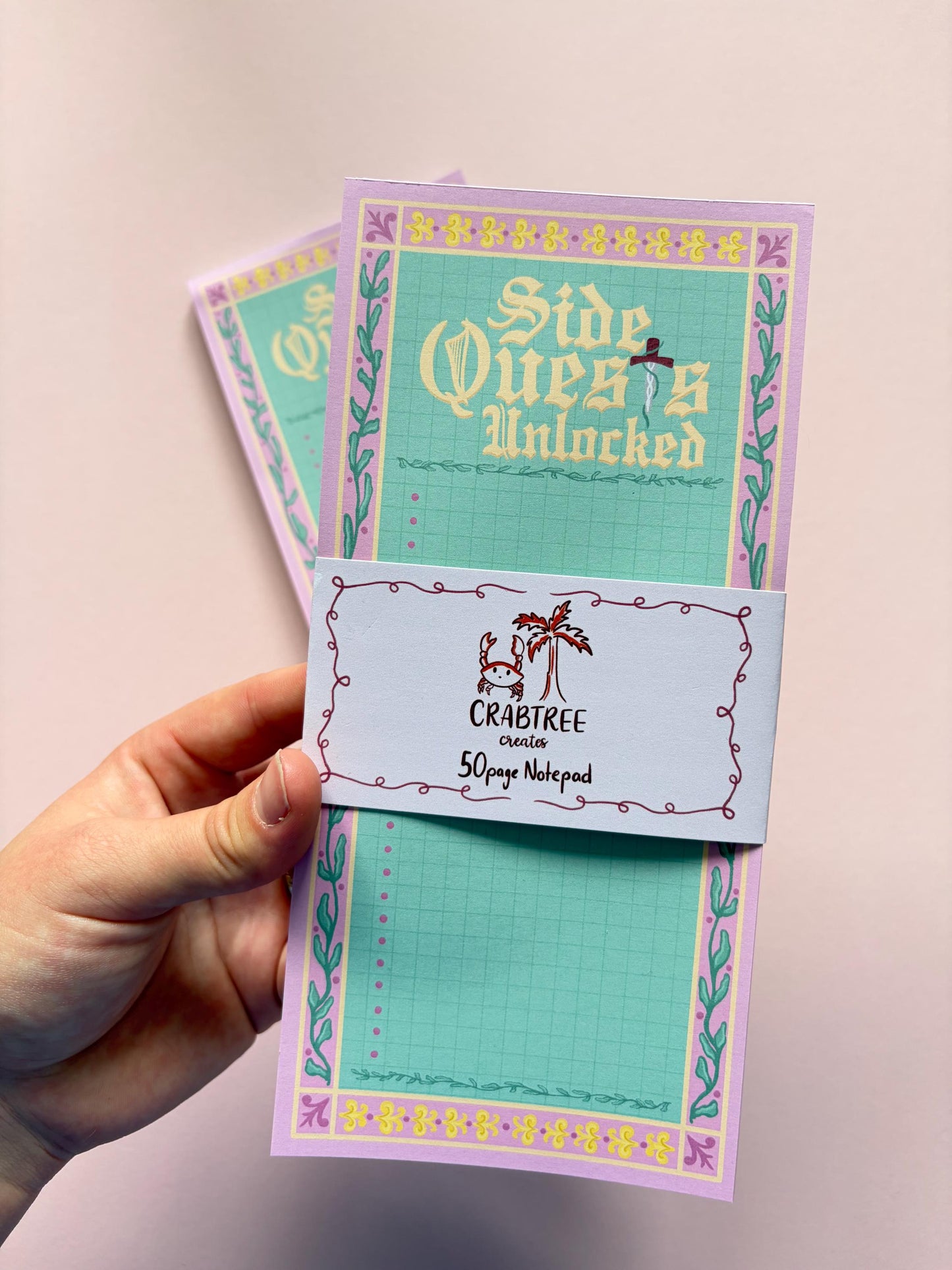 Side Quest Unlocked Notepad | Renaissance Faire Fantasy Memo Pad | Medieval Tavern Quest List | 50 Page Tear-Off Pad